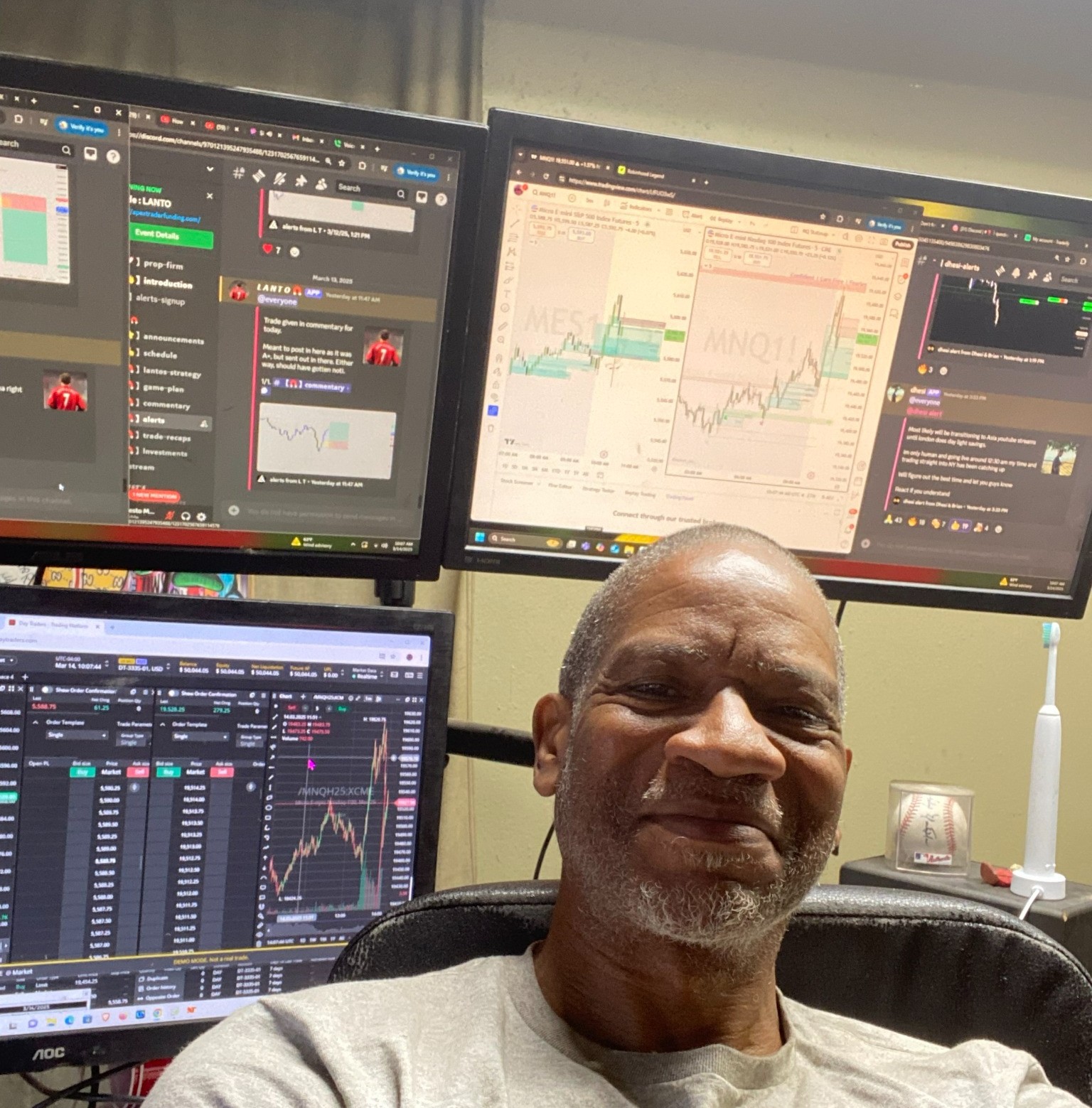 E.B. Collins at his trading desk